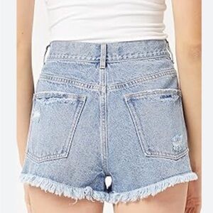 Le Lis Faded Light Blue High-Rise Denim Shorts